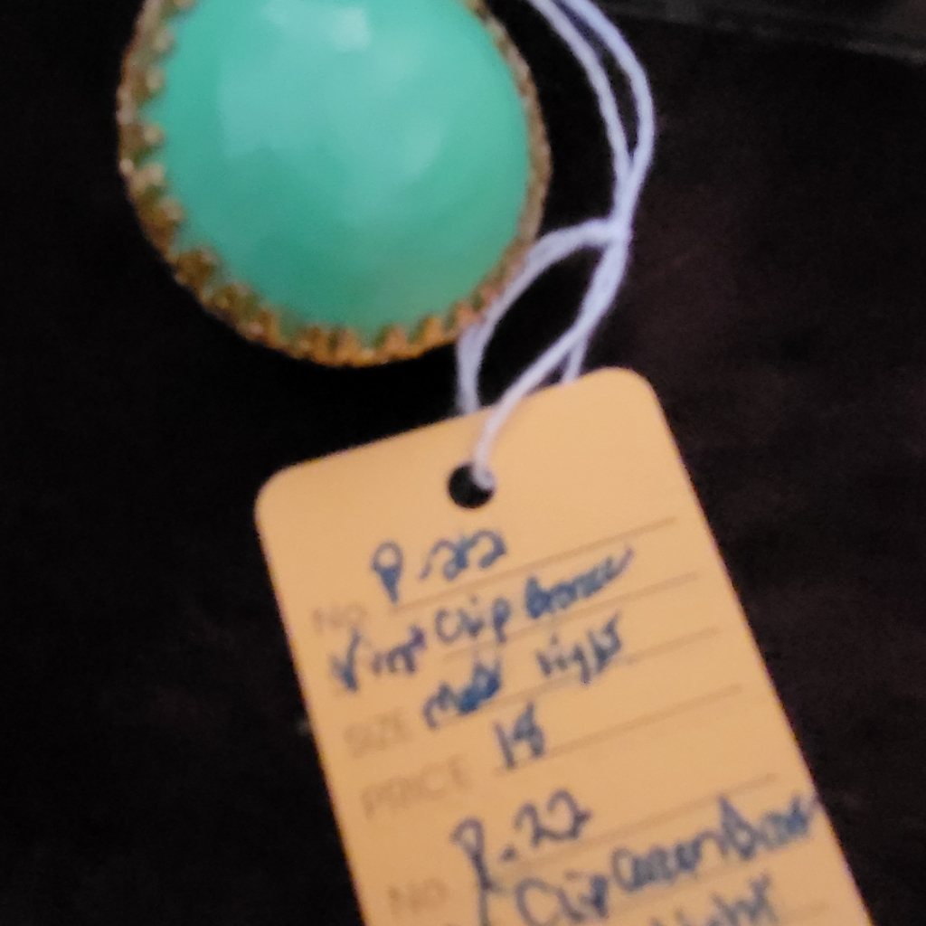 Bronze And Green Vintage Clip On Earrings From German Estate